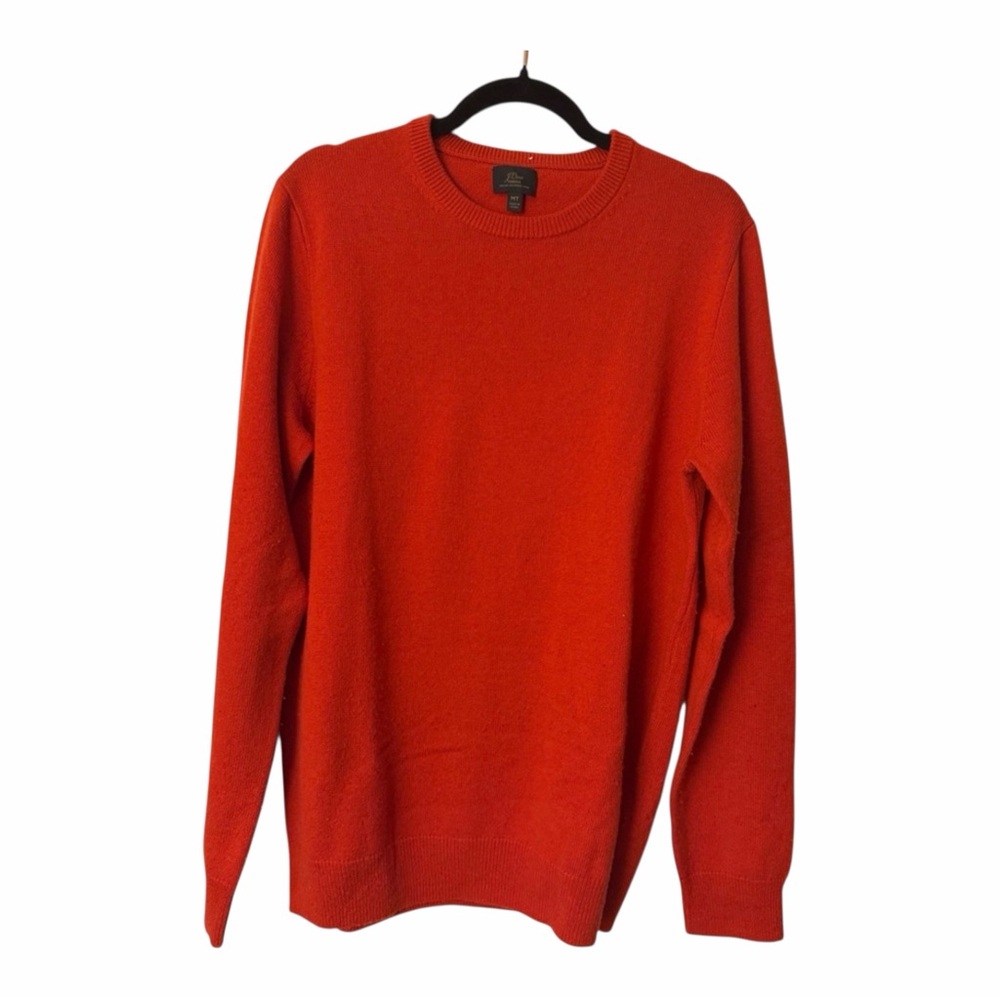 J. Crew 100% Cashmere Vibrant Red Crewneck Sweater Size MT